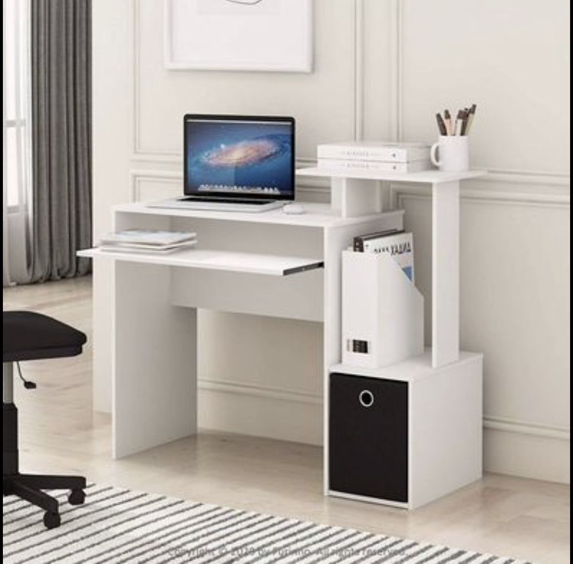 Home Office Computer Writing Desk, White/Black (NEW)