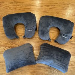 Set 4 Samsonite Magic Travel Pillows 2 in 1 Convertible Gray U Shaped Soft