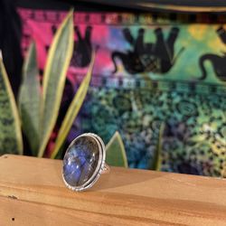 Vintage Labradorite Ring Size 8 1/2