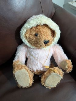 C.B.M. Limited Edition Teddy Bear #165/204 with Pink Hooded Coat & Gold Key Charm – Approx. 14"