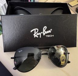  Ray-Ban Tech RB5228 002/Aviator Sunglasses Carbon Fiber Mirror 61mm NEW 