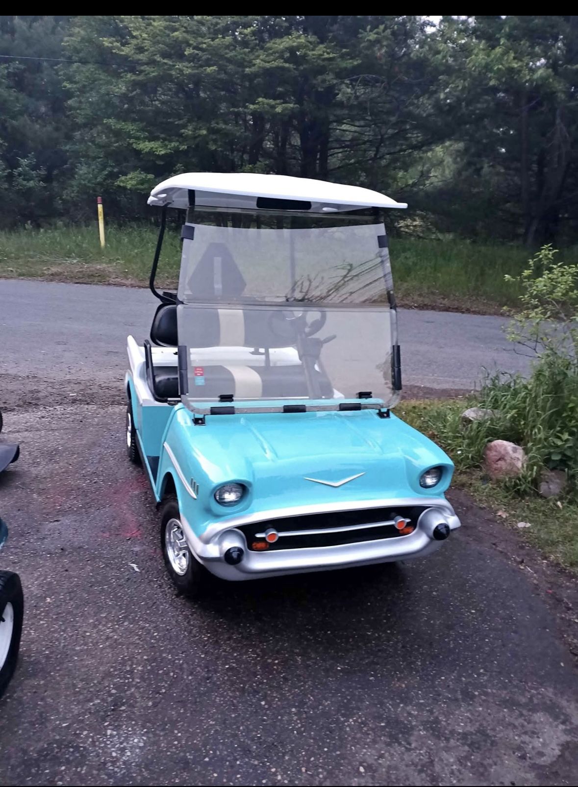 57 Chevy 2 door golf cart very nice