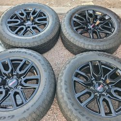 2023 OEM ORIGINAL TAKEOFFS GMC SIERRA AT4 HAVE TPMS SENSORS 20 INCH TIRES GOODYEAR ALL-TERRAIN 70 % $ 1099 FIRM. 