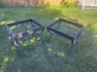 2 metal tables, need glass top or some kind of tops.