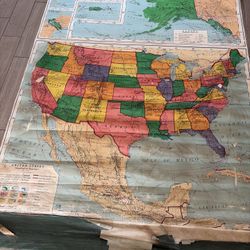 “Vintage School Pull-Down Wall Map of the United States – Denoyer-Geppert / Rand McNally Era – Classroom Map” 