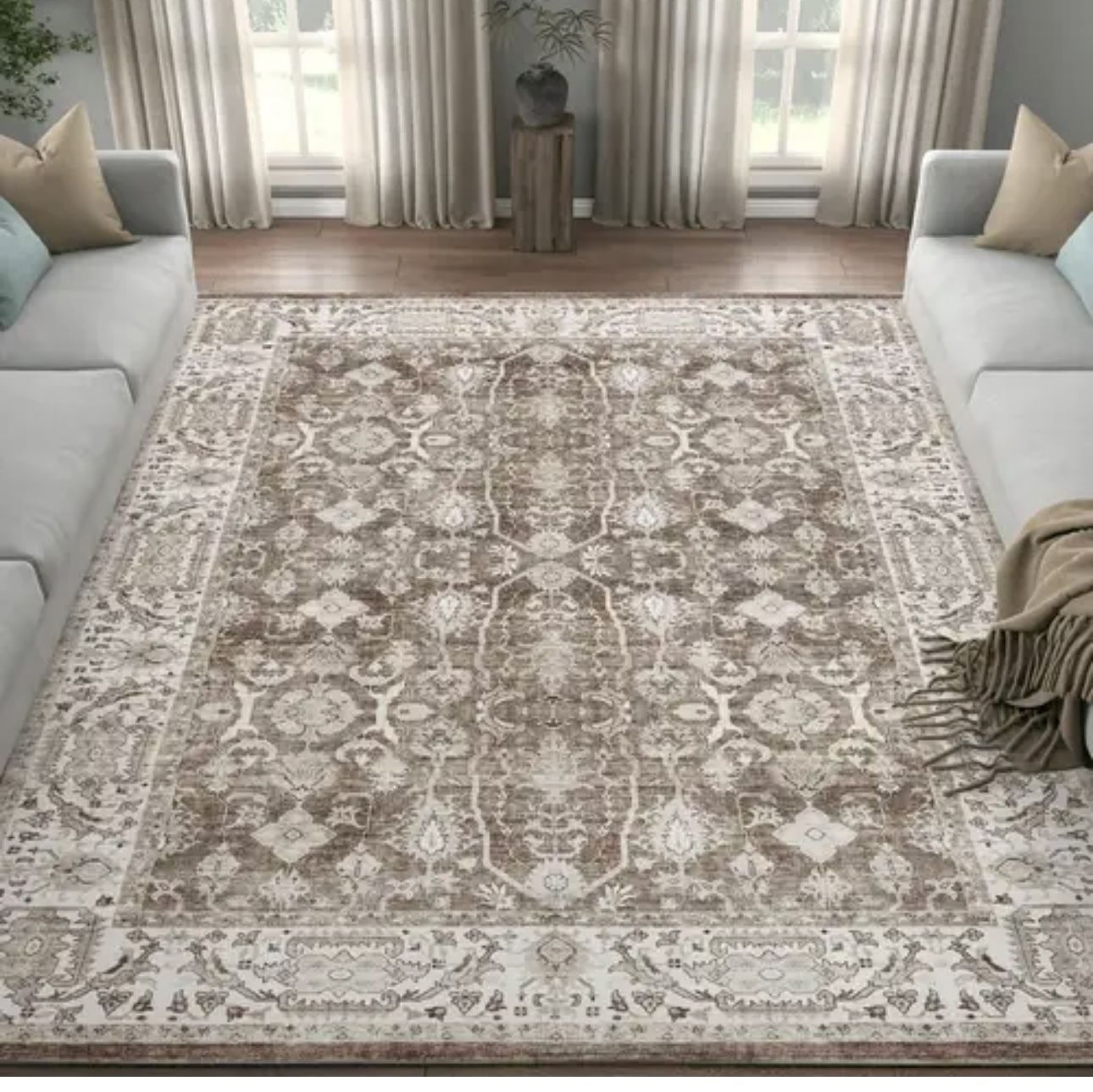 New- Beautiful Classic Floral 6 X9 Washable Rug