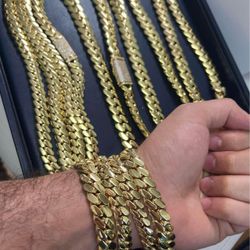 Cuban Chain And Bracelet Set