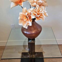 Beautiful Glass end Table with Marble Black Base, 27" L x 27" W x 19" H.