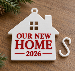 Our New Home Christmas Ornament, Personalized Year, Housewarming Keepsake, Custom Colors
