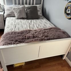 HEMNES Bed frame, white, Full 2-drawer chest, white