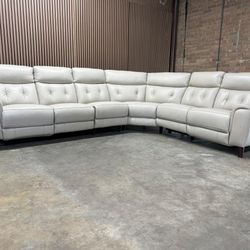 Real Learther Power Recliner Sectional With Power Headrests