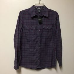 Women’s EDDIE BAUER 100% Cotton Long Sleeve Classic Fit Button Front Shirt… Size Small