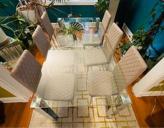 🔥 MODERN GLASS DINING TABLE + 6 CHAIRS 🔥
