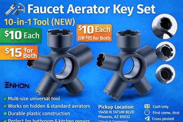 🔧 Faucet Aerator Key Set – 10-in-1 Tool (NEW) – $10 Each or $15 for Both