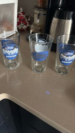 3 BudLight Denver Glass Cups 16 oz