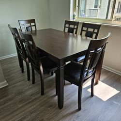 Same Day Delivery Available Espresso Color 7 PC Brand New Box Wood Dining Table Set