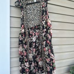 Xhilaration black, multi-color floral long sleeveless XS kimono wrap shrug