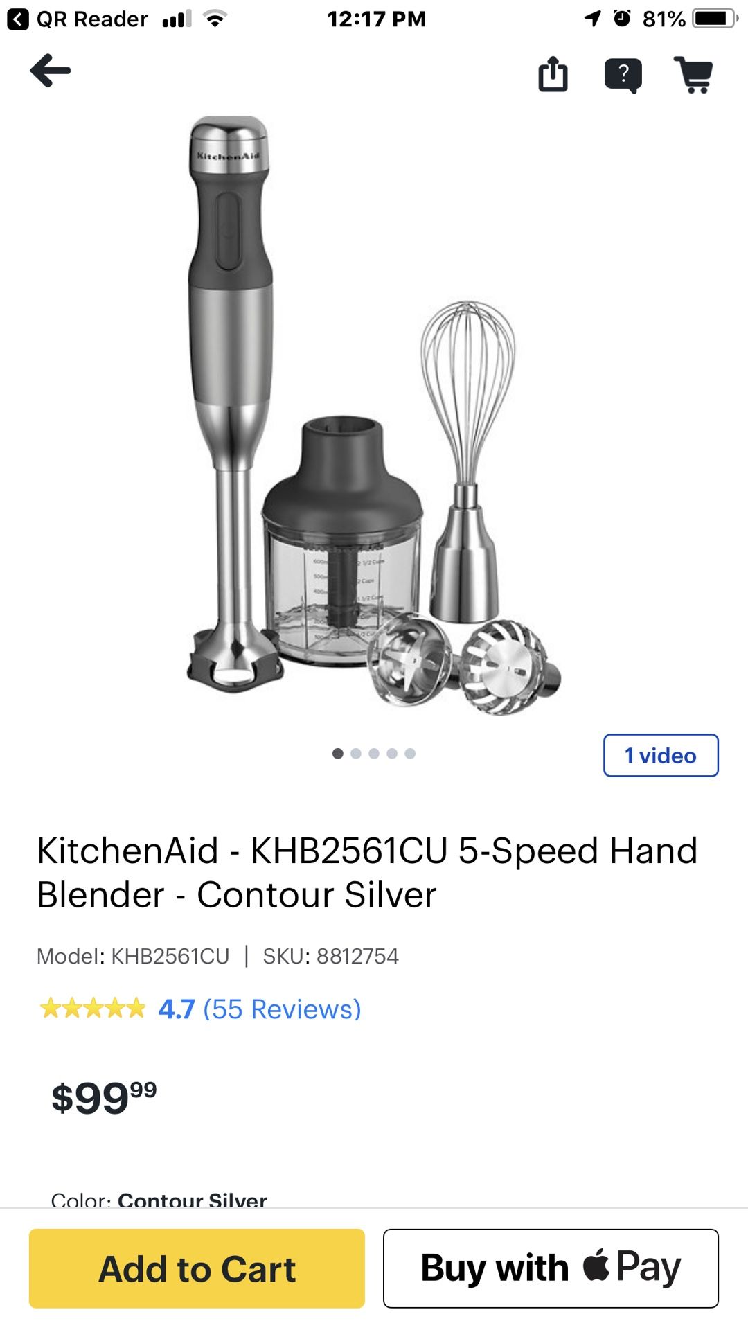 Kitchen Aid 5 speed blender