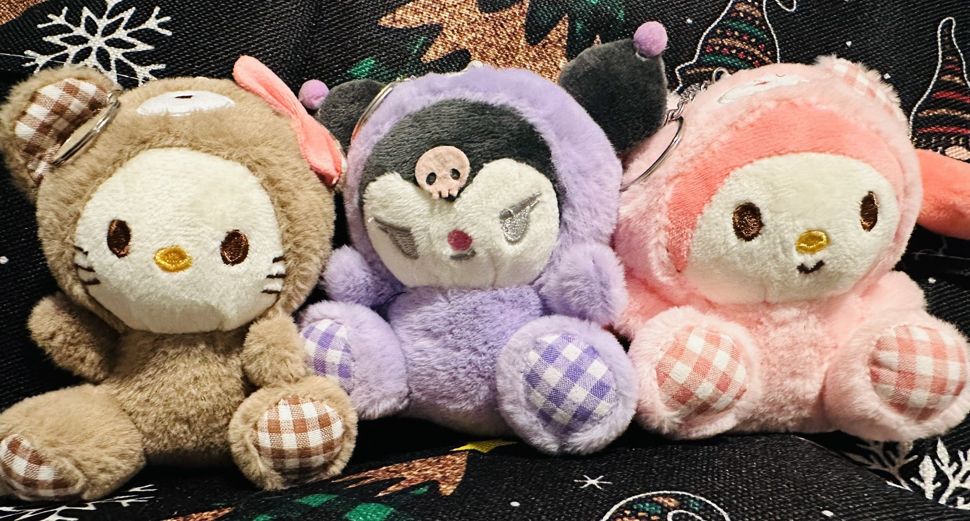 Kawaii Sanrio Plush Hello Kitty My Melody In Costumes Key Chains Backpacks Lot Of 3