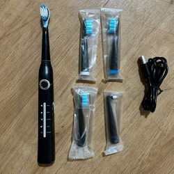5-Mode Electric Toothbrush with 4 BRAND NEW Sealed Heads & Cable