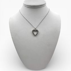 Platinum Heart Pendant with Diamonds and 17" Necklace.