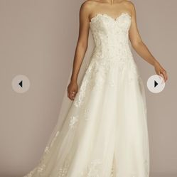 David’s Bridal Beaded Lace And Tull Ball Gown Wedding Dress