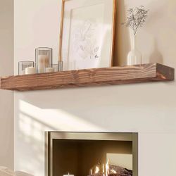 New-YLYHSST 72" FIREPLACE MANTEL, 3" THICK HANDMADE RUSTIC SOLID