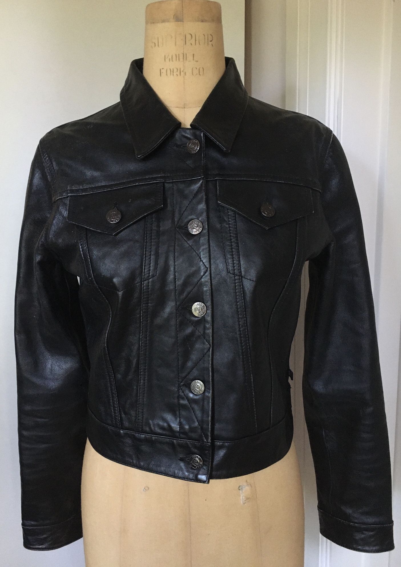 Polo Jeans Co Ralph Lauren Black Leather Moto Jacket - Size M