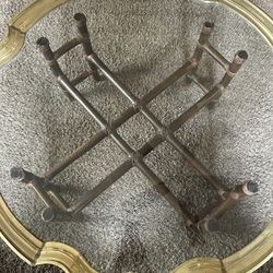 1960 Vintage Oversized-Form Coffee Table With Brass Rimmed Glass Tray & Faux bamboo seperatable base