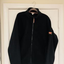 Men’s Orvis  Full Zip Heavyweight Fleece Arm Logo Black Jacket  Size Large