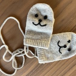 Portolano Kids Unisex Kids Grey Mittens  1-3 Y