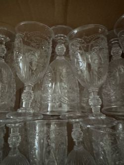 Clear vintage Embossed Glass Goblet 30 pcs