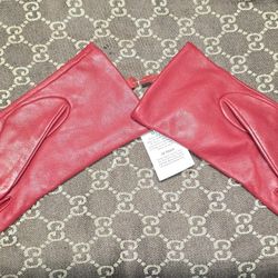 Women's Lands End Leather EZ Touch Cognac Gloves, Cashmere Lined, Medium