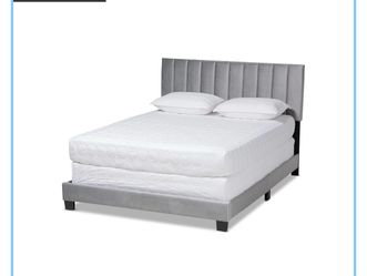 New Queen Velvet Upholstered Panel Bed!