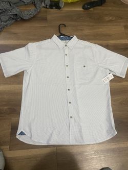 MENS Moda Campia Moda Mens Button Up Shirt Ivory Short Sleeve Collard Size XL