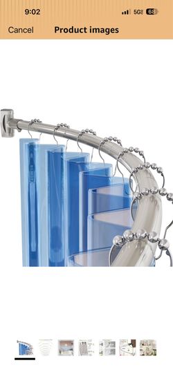 AmazerBath 20-84 Inches Arched Curved Shower Curtain Rod, Heavy Duty Shower Rod Rust Proof Bathroom Curtain Rod, Adjustable Telescoping Design Easy Se