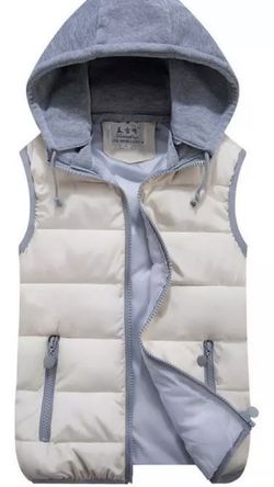 Winter Vest For Men And Women Hooded Sleeveless Soft Warm Jacket Sweater Zipper size as kids 12-14