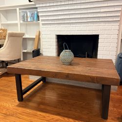 Pottery Barn Rustic Coffee Table Metal Base 