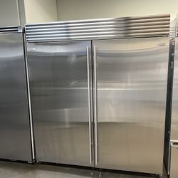 Sub Zero 72”Wide Built In Refrigerator/Freezer Set In Stainless Steel 