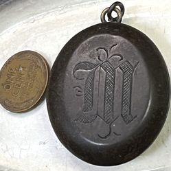 Mourning Locket. Gutta Percha Antique Victorian