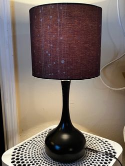 Table Lamp with Purple Drum Shade