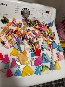 Huge Polly Pocket and Disney Princess Doll Lot with Carrying Cases