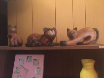 Three Wooden Kitties