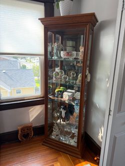 Wood and Glass Curio Display Cabinet