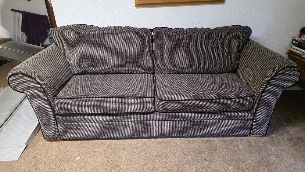 2 COUCHES, 1 LOVESEAT, AND LARGE FOOT REST