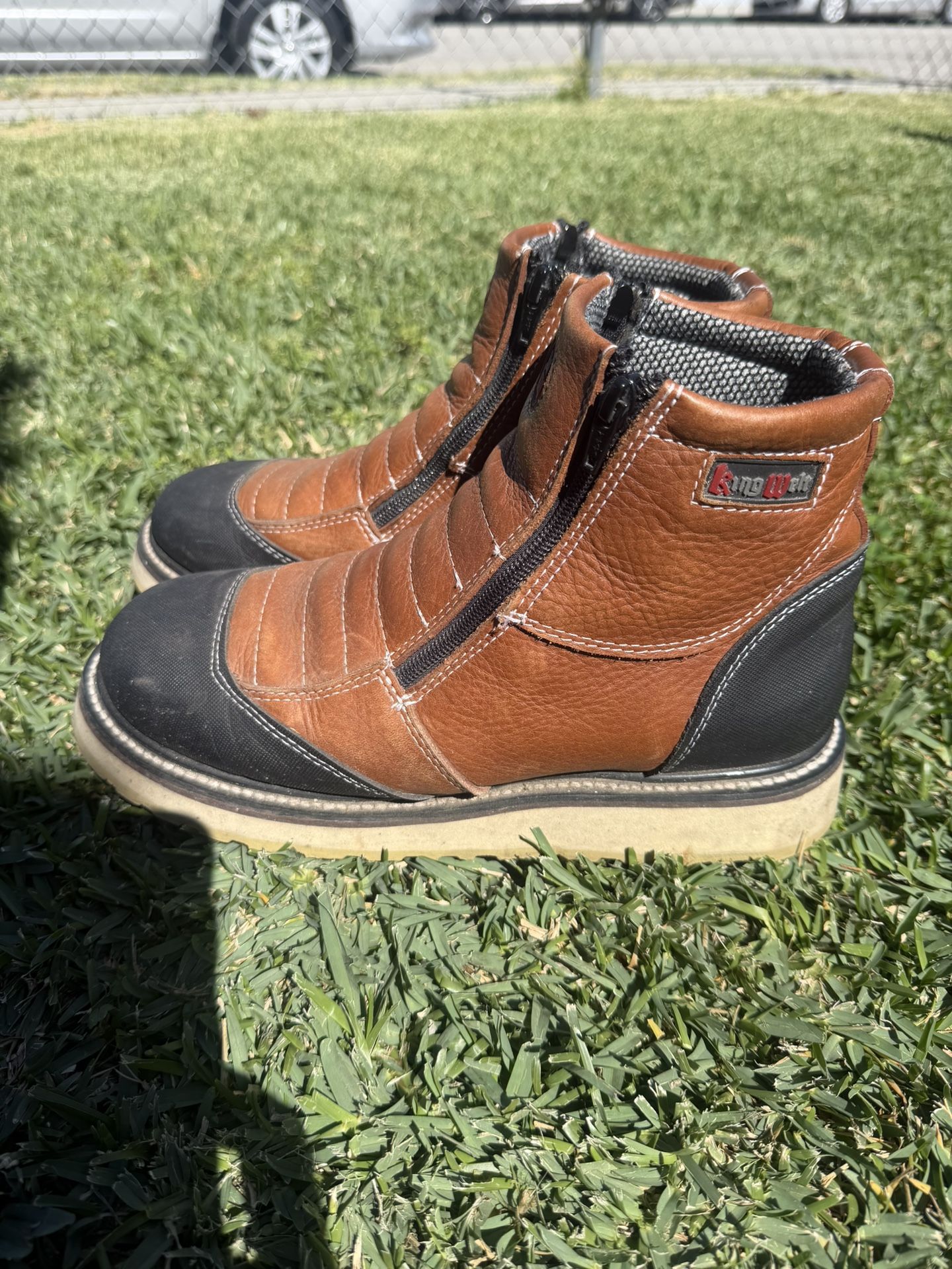 King Welt Ultra Flex 6" 337 Zipper Double Density Lightweight Men Work Boots Size 9