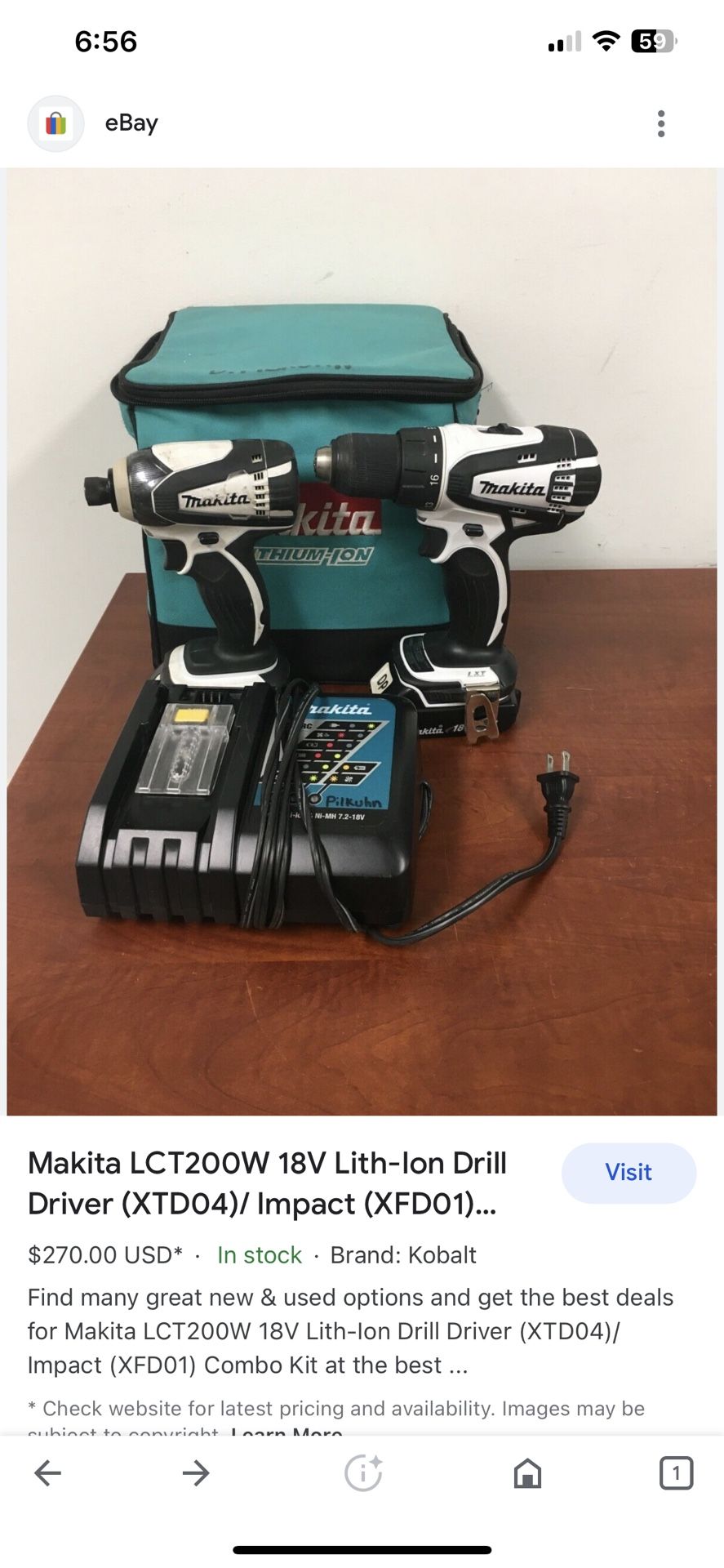 Makita LCT200W 18V Lith-Ion Drill Driver (XTD04)/ Impact (XFD01) Combo Kit