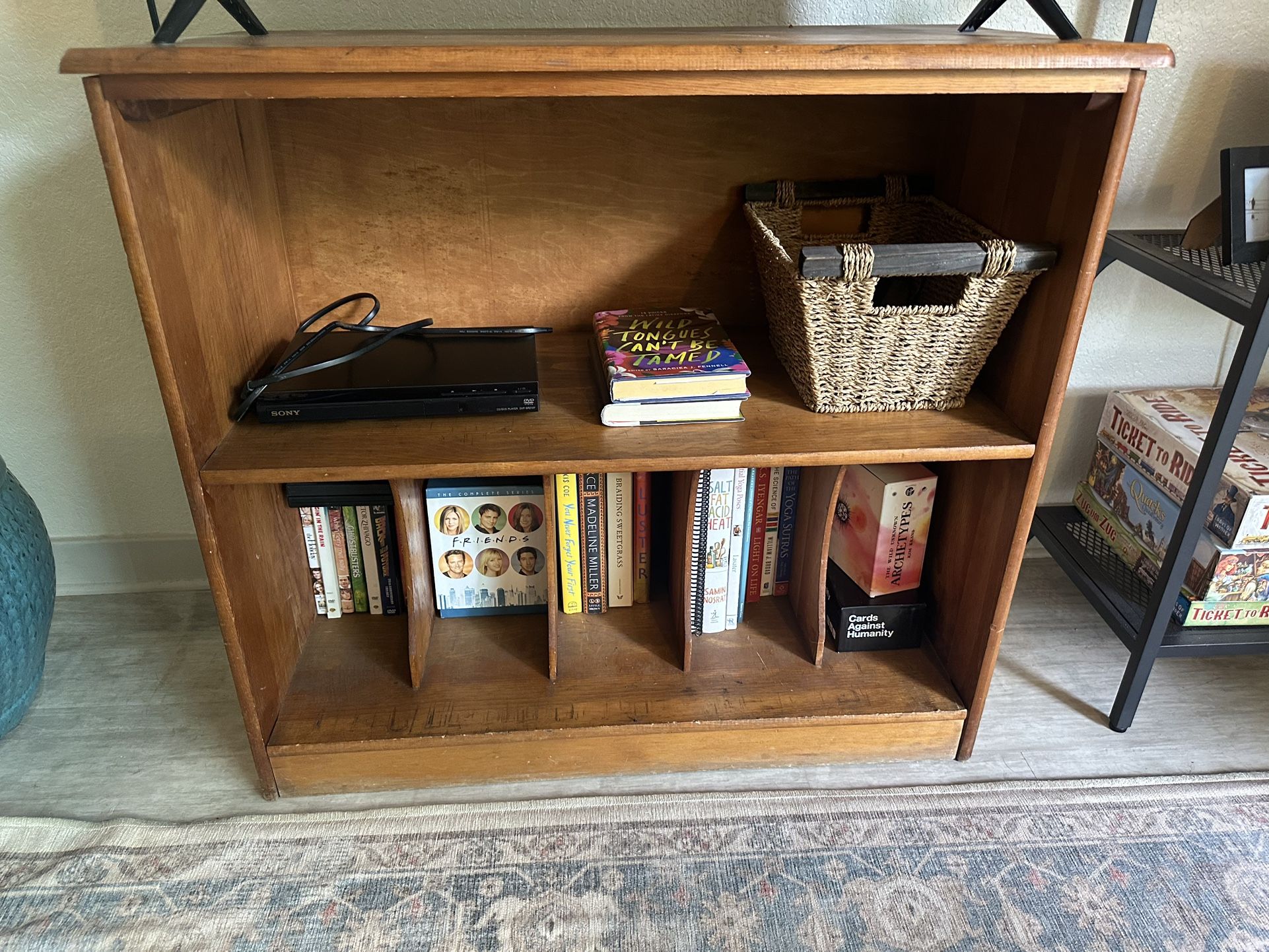 Vintage Record Player Stand + Record Storage