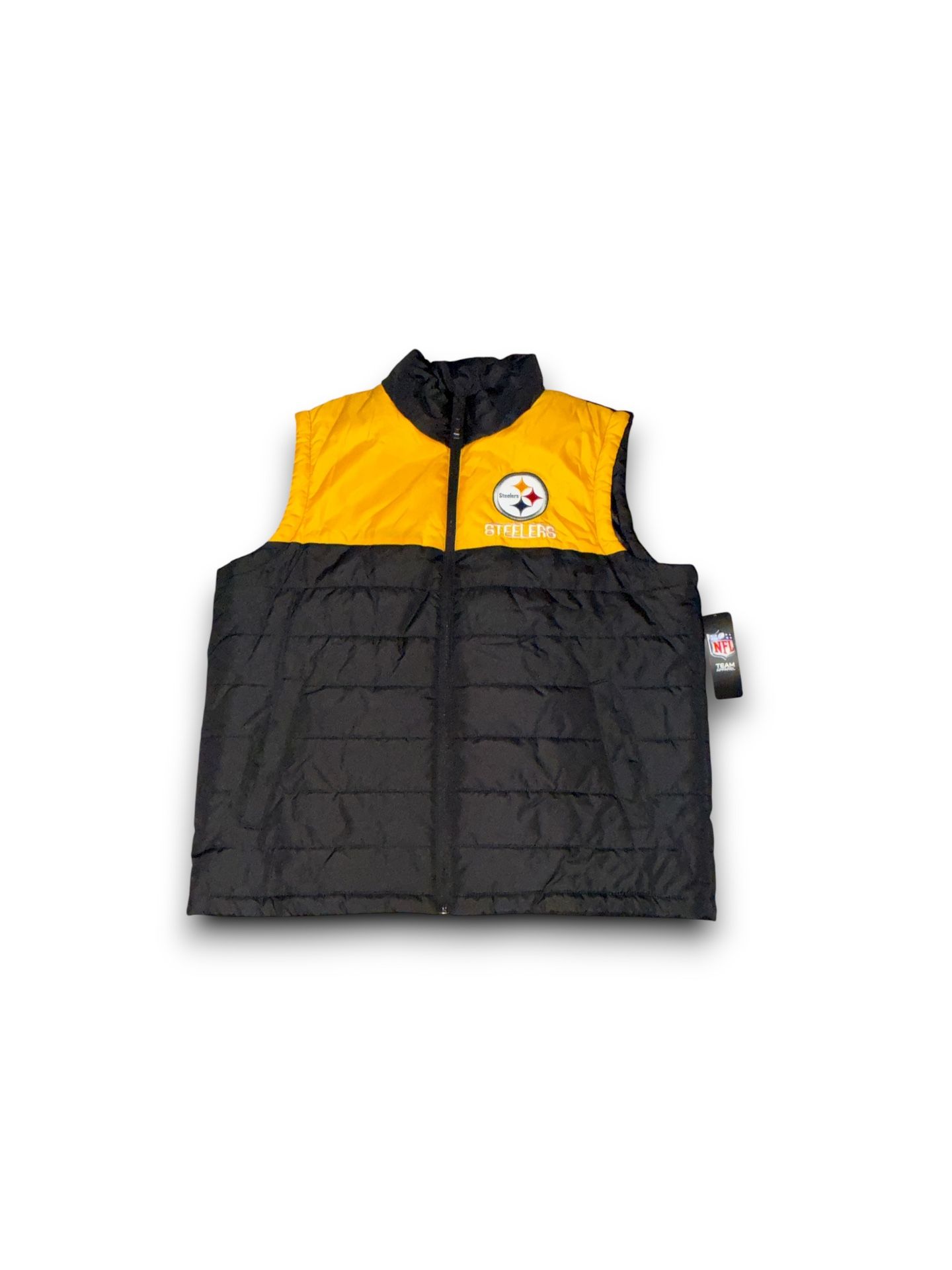Pittsburgh Steelers Vest Size XL NFL Yellow Black Full Zip Puffer Jacket
