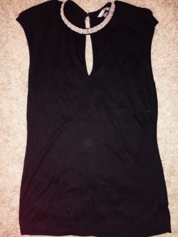 Black Shirt with Beaded Collar